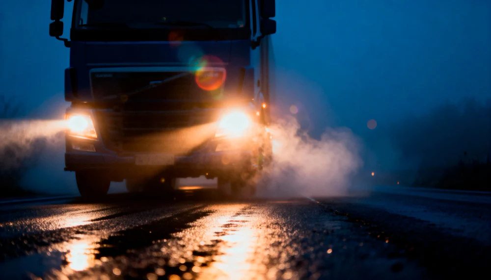 truck on a foggy night